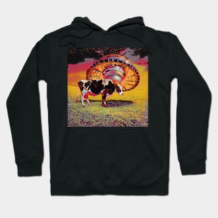 Cool cow with UFO on lawn Hoodie